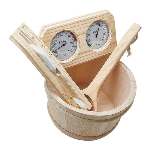 Wooden sauna bucket - bucket, round